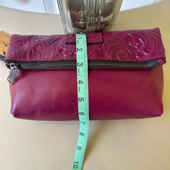 Patricia Nash Valerie Tooled Leather Fold-Over Wristlet- Magenta - Picture 11 of 12